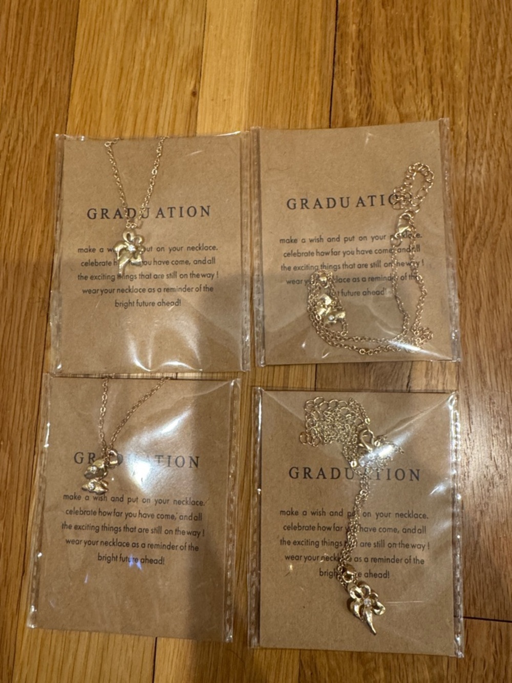 Graduation Gift Necklace Set of 4 Gold Flower Pendant Party Favor
